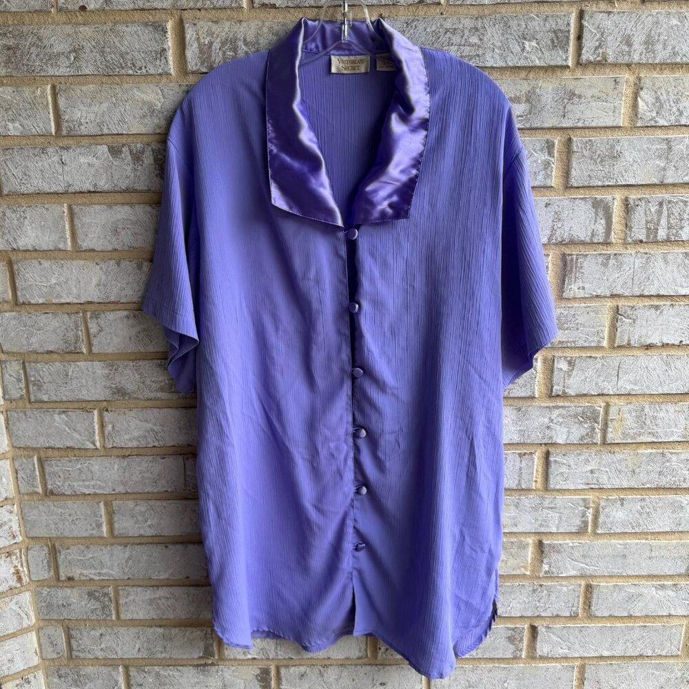Victoria's Secret Vintage Purple Button Up Night Shirt Women's Size M/L